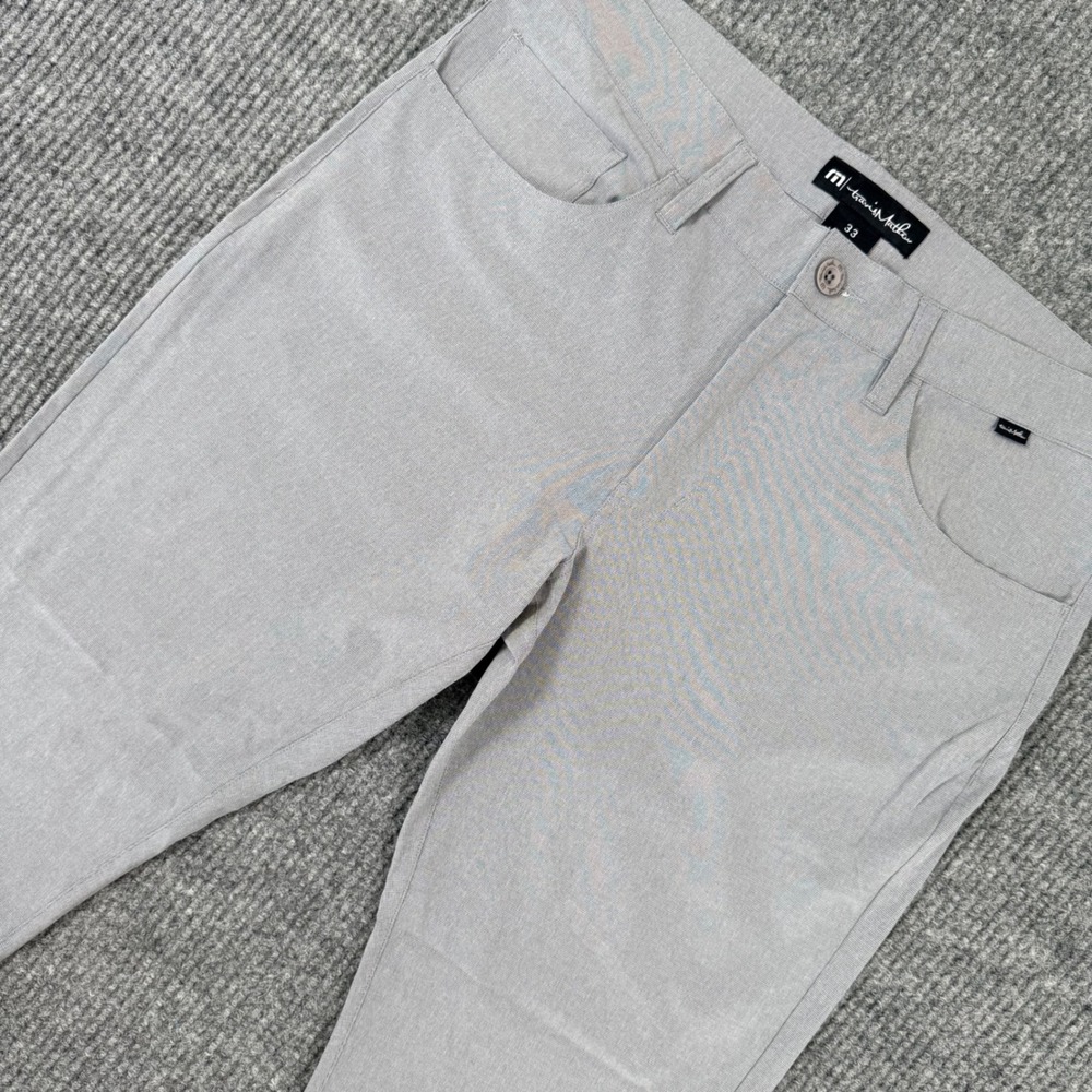 TravisMathew Open to Close Grey Golf Pants Mens 33 Performance Stretch Trousers